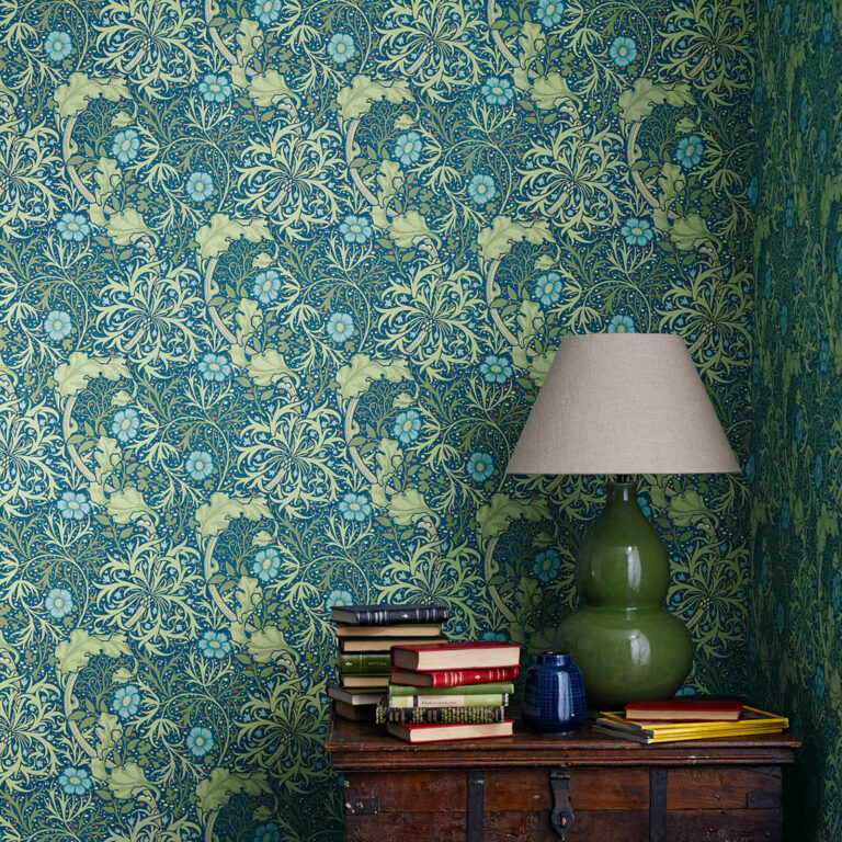 Обои Morris & Co — Seaweed — Cobalt/Thyme — 214713