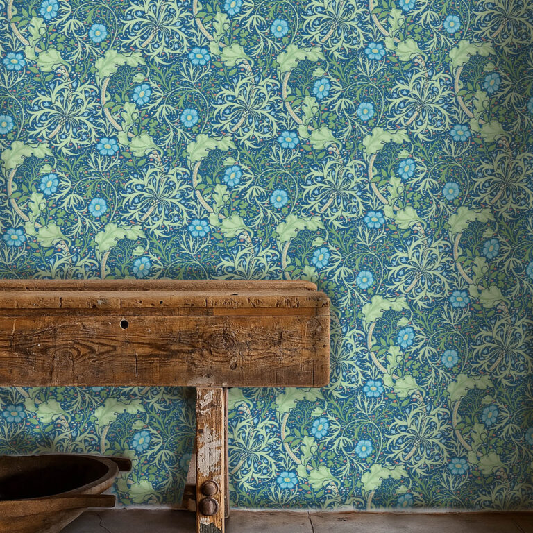 Обои Morris & Co — Seaweed — Cobalt/Thyme — 214713