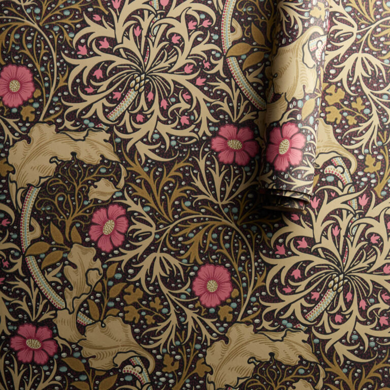 Обои Morris & Co — Seaweed — Ebony/Poppy — 214716