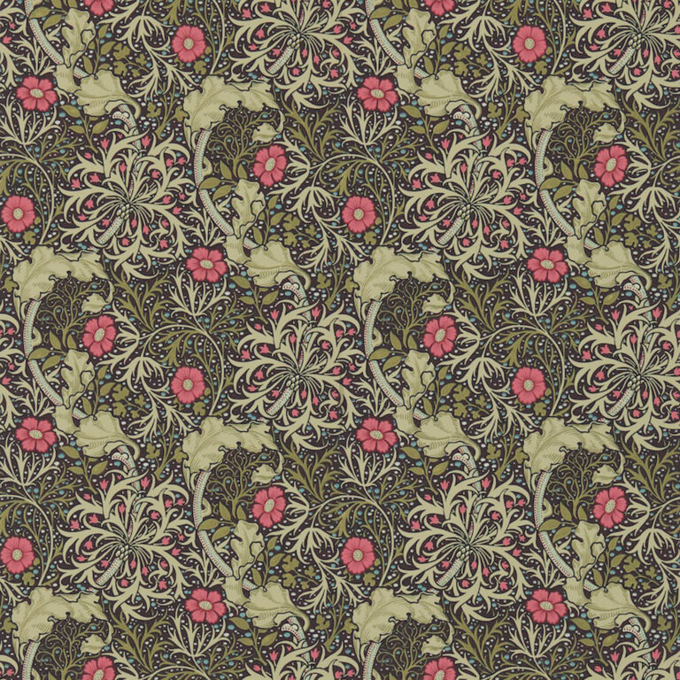Обои Morris & Co — Seaweed — Ebony/Poppy — 214716