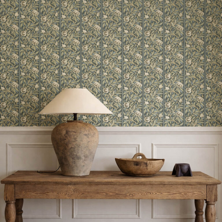 Обои Morris & Co — Peony Trellis — Bayleaf/Slate — 217571