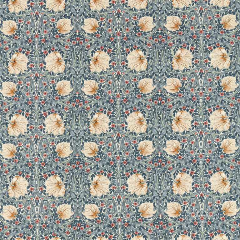 Ткань Morris & Co — Pimpernel — Woad/Coral — 227233