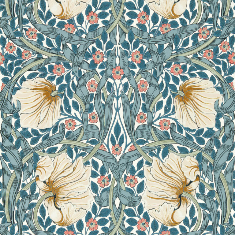 Обои Morris & Co — Pimpernel — Woad/Coral — 217363
