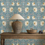Обои Morris & Co — Pimpernel — Woad/Coral — 217363