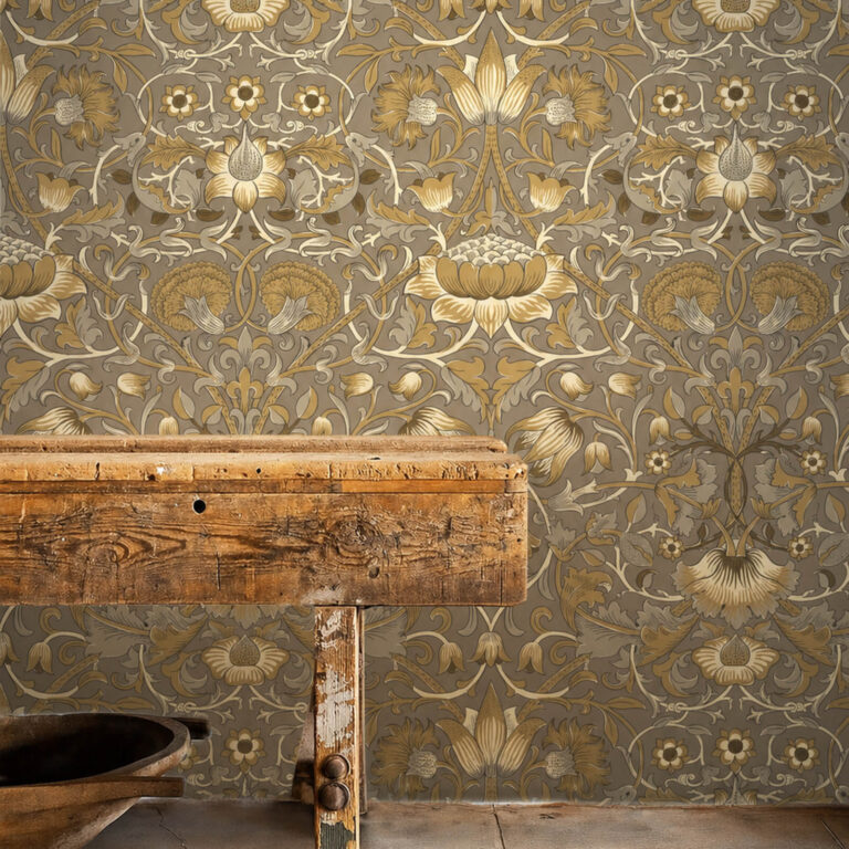 Обои Morris & Co — Pure Lodden — Taupe/Gold — 216028