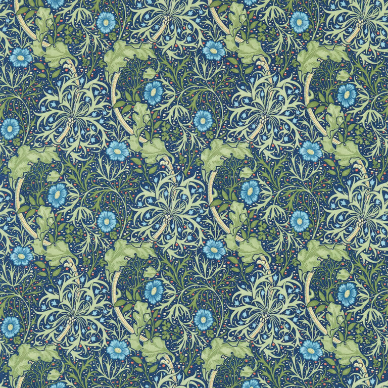 Ткань Morris & Co — Seaweed — Cobalt/Thyme — 224472