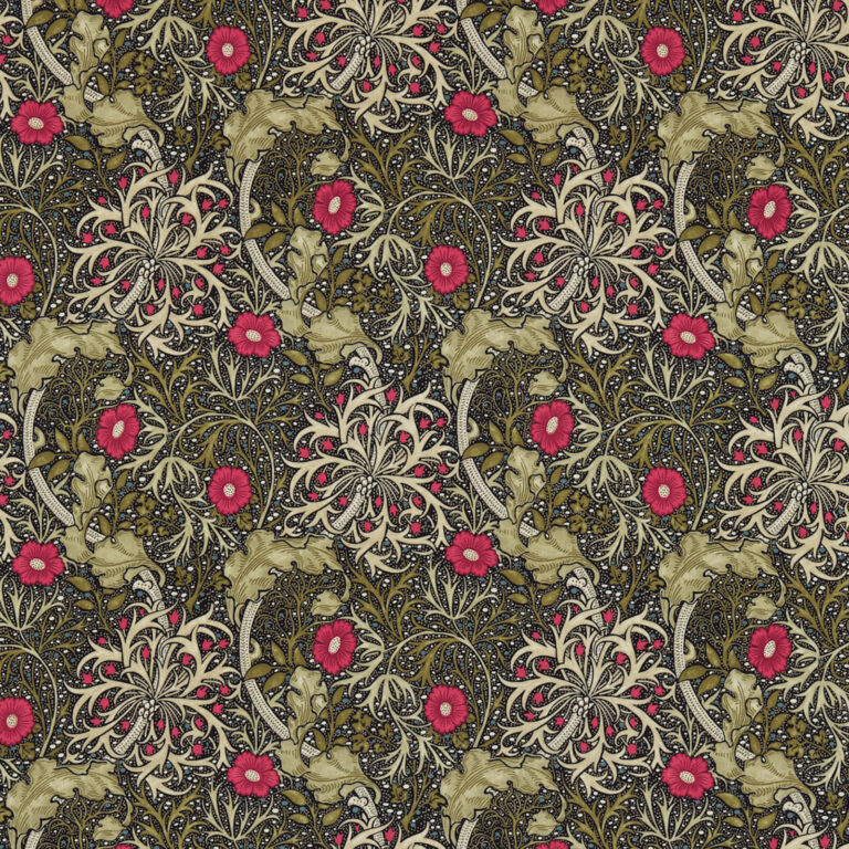 Ткань Morris & Co — Seaweed — Ebony/Poppy — 224471