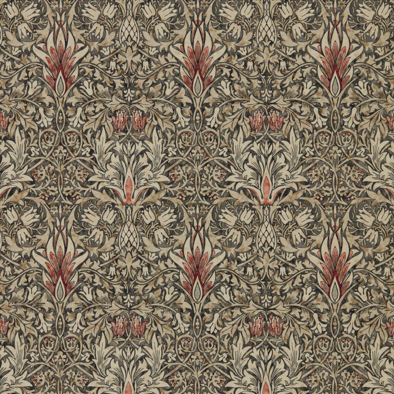 Обои Morris & Co — Snakeshead — Charcoal/Spice — 216425