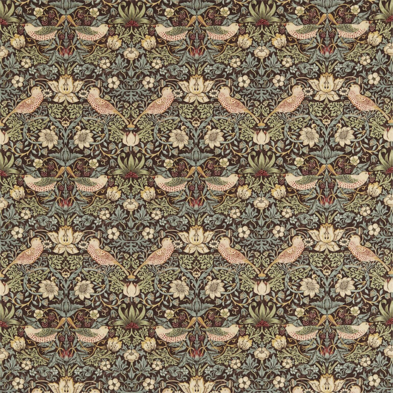 Ткань Morris & Co — Strawberry Thief — Chocolate/Slate — 220311