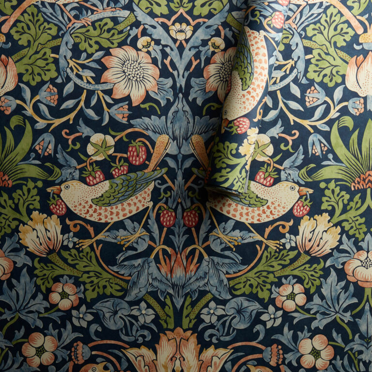 Обои Morris & Co — Strawberry Thief — Indigo/Mineral — 212564