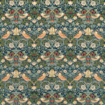 Ткань Morris & Co — Strawberry Thief Velvet — Indigo/Thyme — 236932