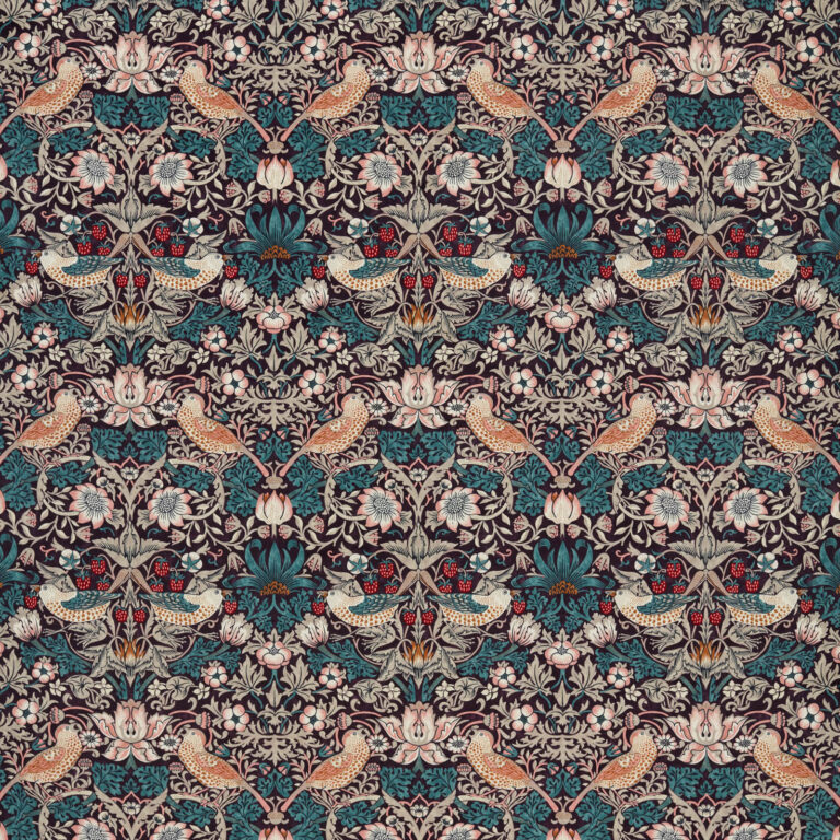 Ткань Morris & Co — Strawberry Thief Velvet — Mulberry/Slate — 236931