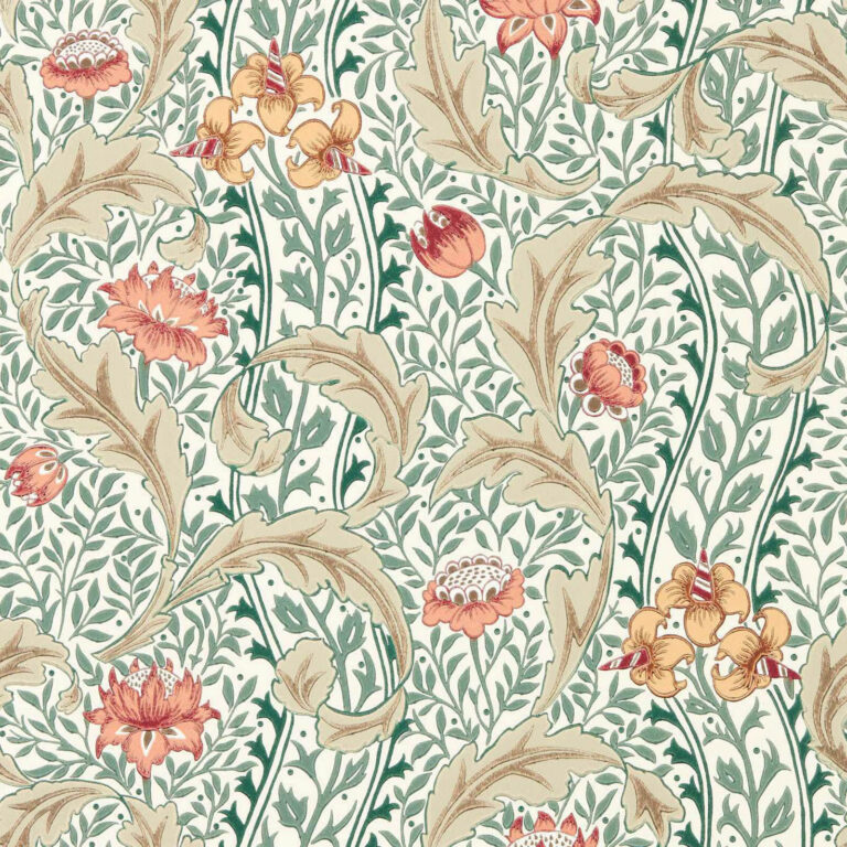 Обои Morris & Co — Wild Tulip & Vine — Coral/Teal — 217578