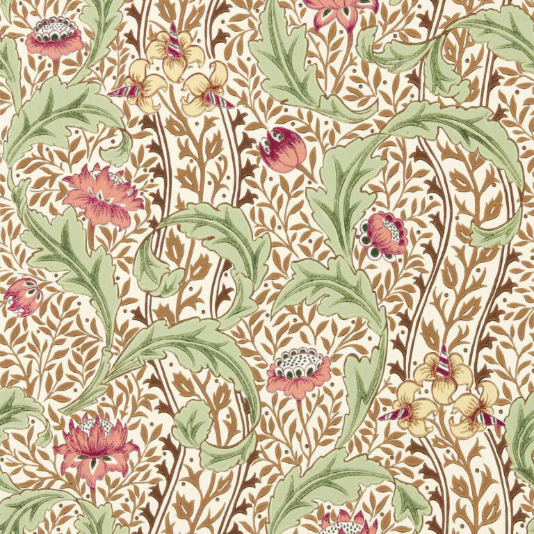 Обои Morris & Co — Wild Tulip & Vine — Rose/Linen — 217579