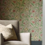 Обои Morris & Co — Wild Tulip & Vine — Rose/Linen — 217579