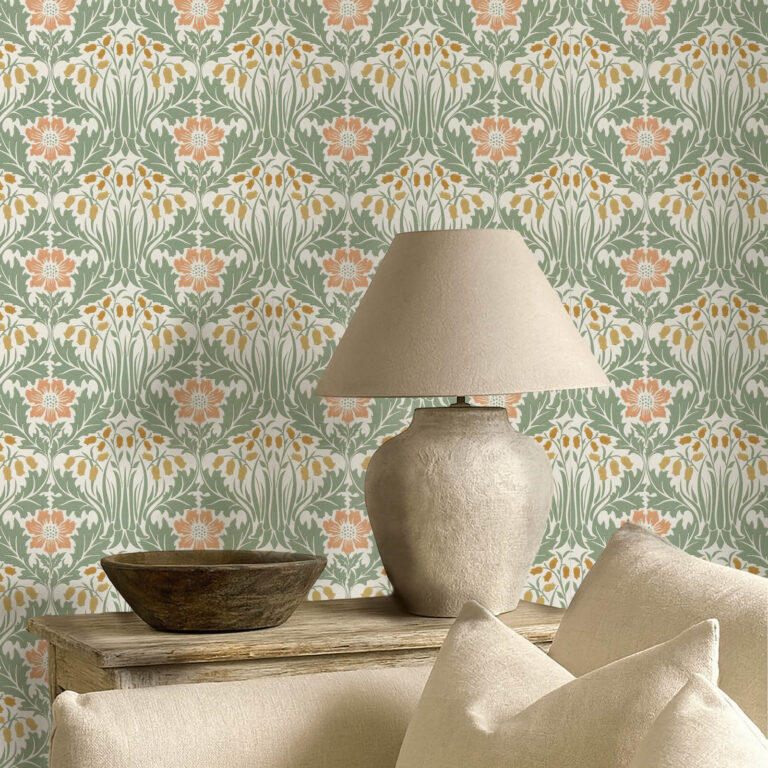 Обои Morris & Co — Woodbell & Anemone — Rose/Sage — 217573