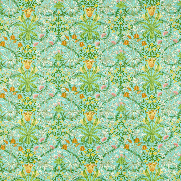 Ткань Morris & Co — Woodland Weeds — Orange/Turquoise — 226991